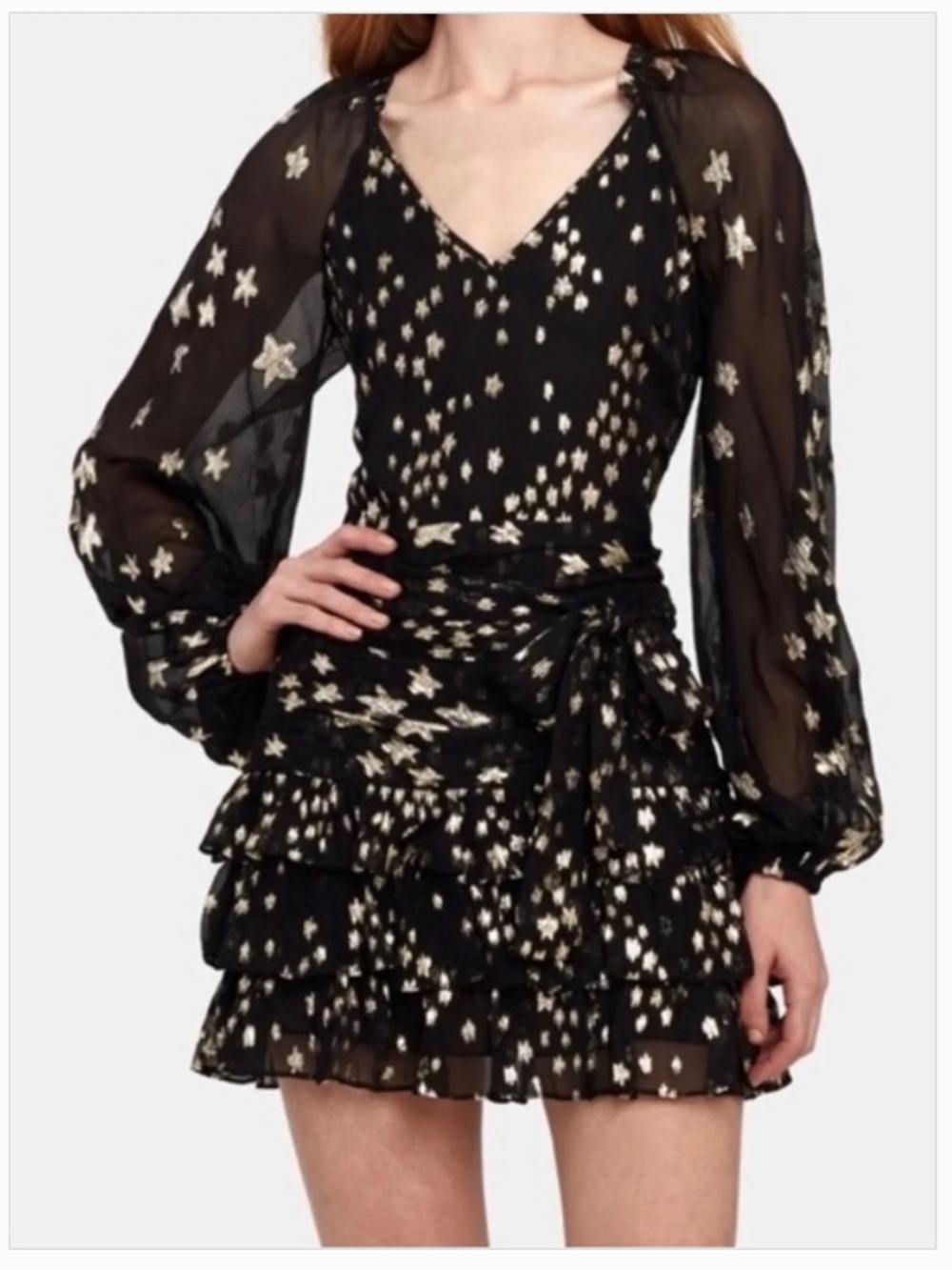LoveShackFancy Rina Fil Coupe Mini Dress Black